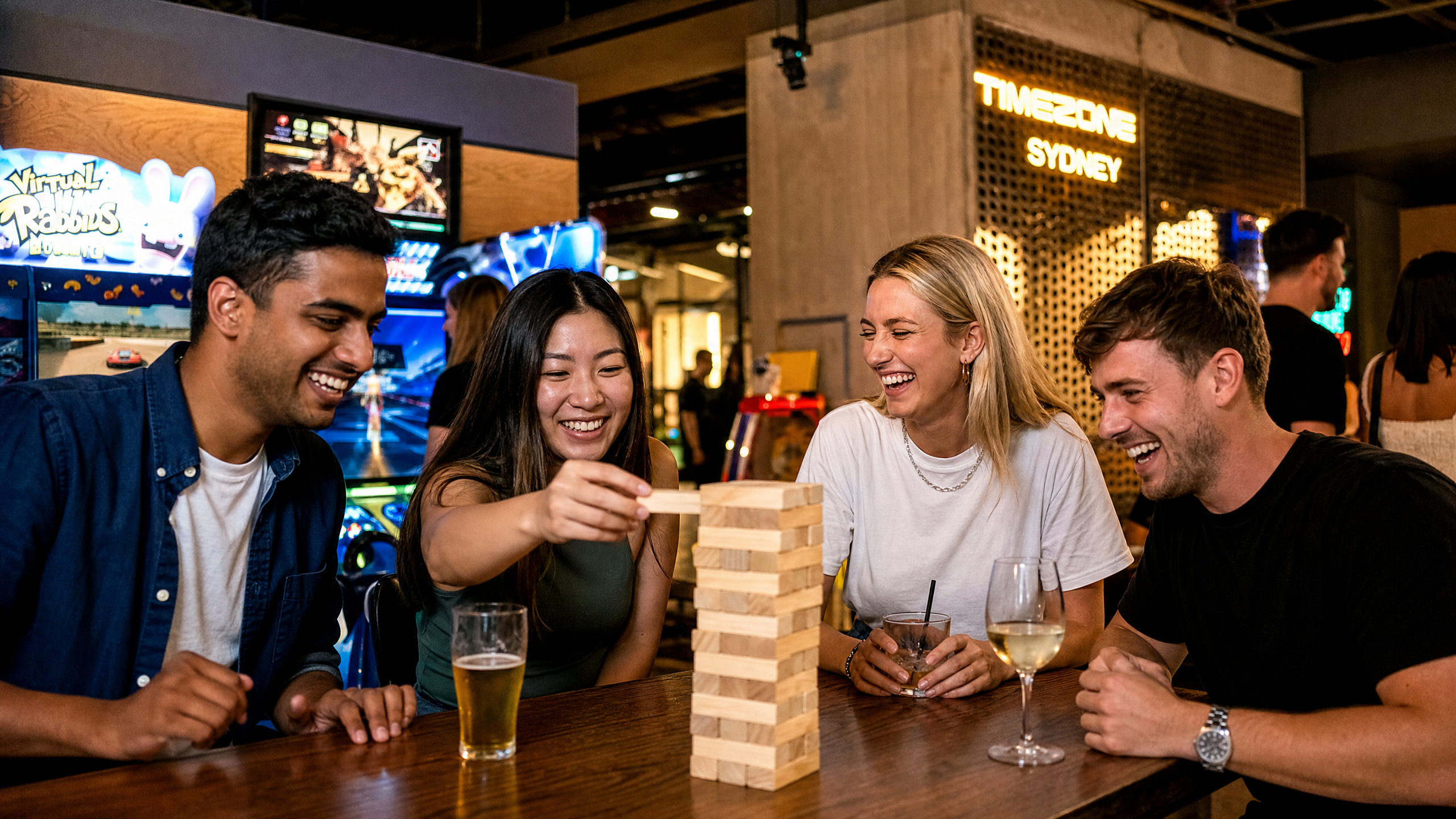 Friends enjoying ArcadeShift social games